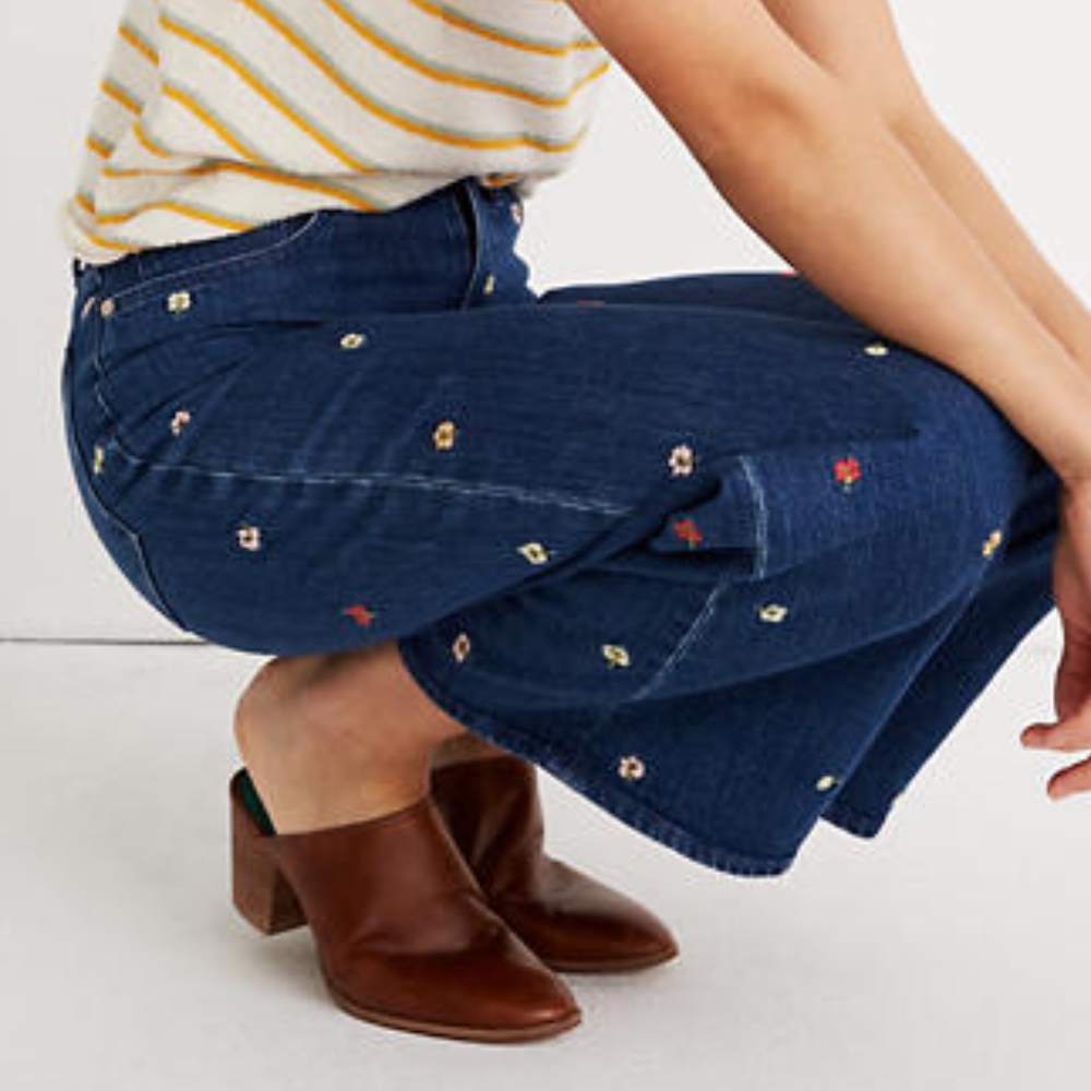 Madewell Confetti Floral Wide-Leg Crop Jean